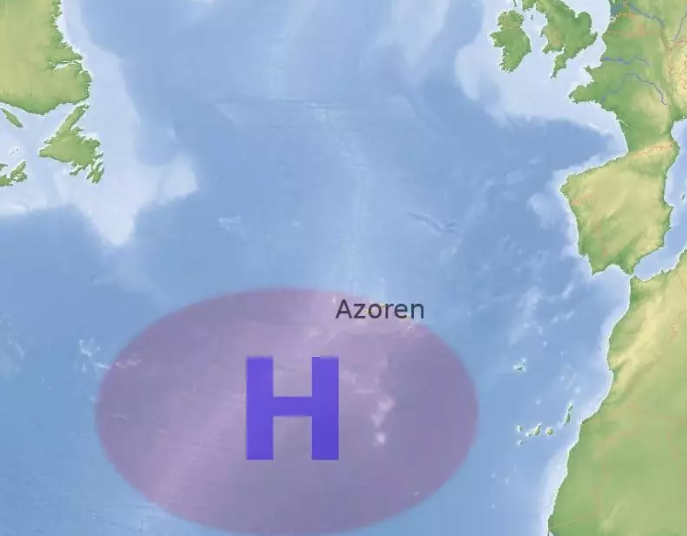 Ubicación del Anticiclón de las Azores. Foto: Wikipedia.