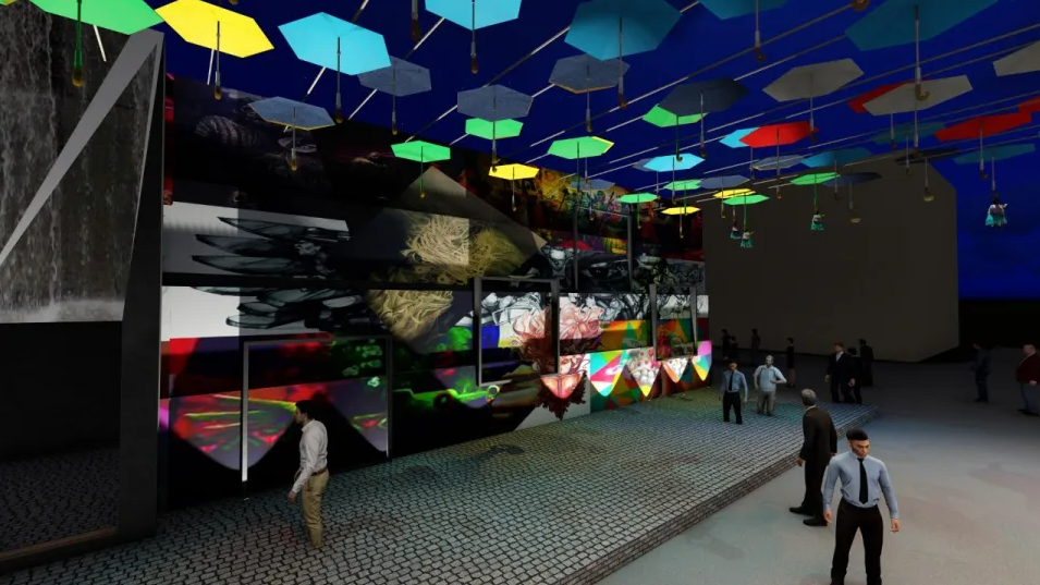 El pabellón 'La Paz en paz' de la Expocruz, visto desde una imagen virtual. Foto: AMUN.
