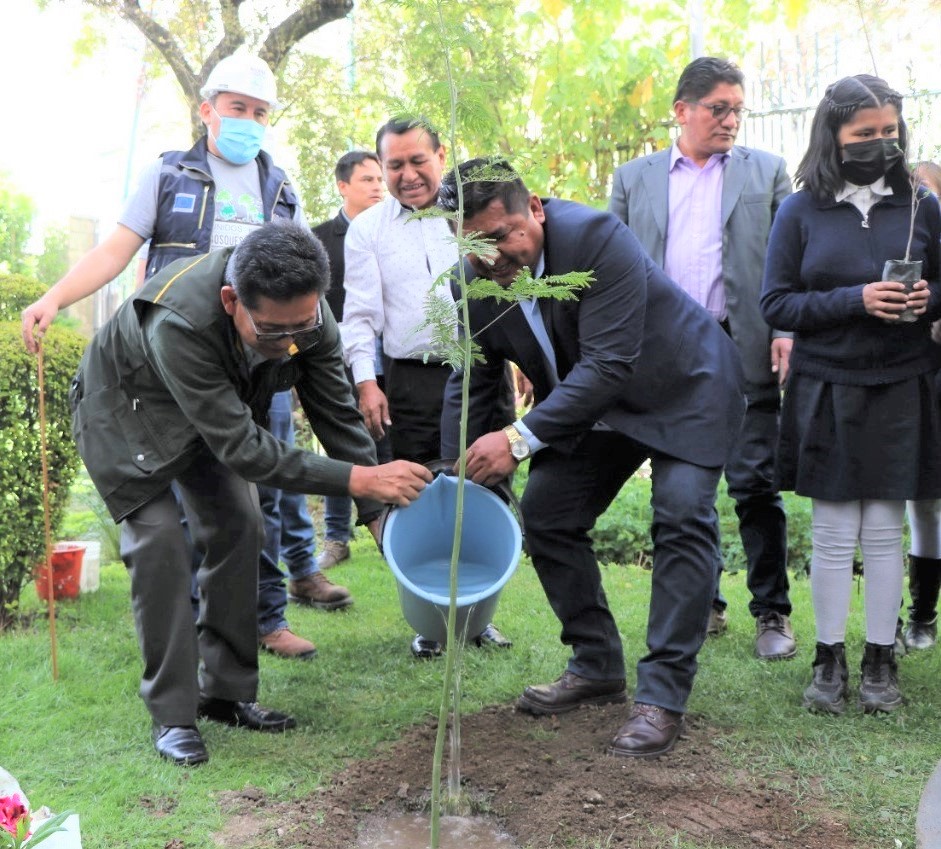 Autoridades promueven la campaña de reforestación. Foto: Ministerio de Educación