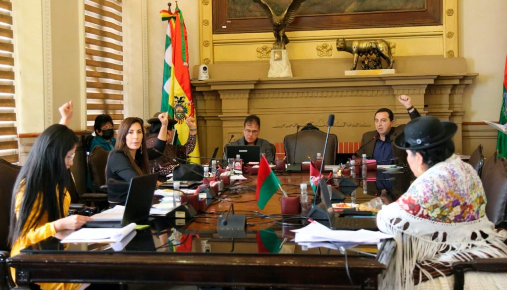 La mayoría del MAS en el Concejo Municipal, el viernes. Foto: Concejo La Paz
