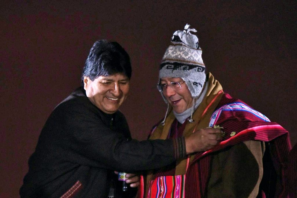 Evo Morales y Luis Arce en una celebración pasada. Foto: La Razón-archivo