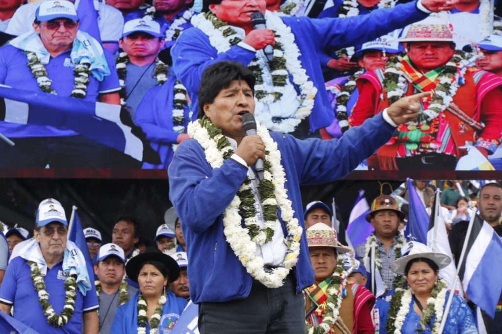 El expresidente Morales durante una concentración. Foto: APG.
