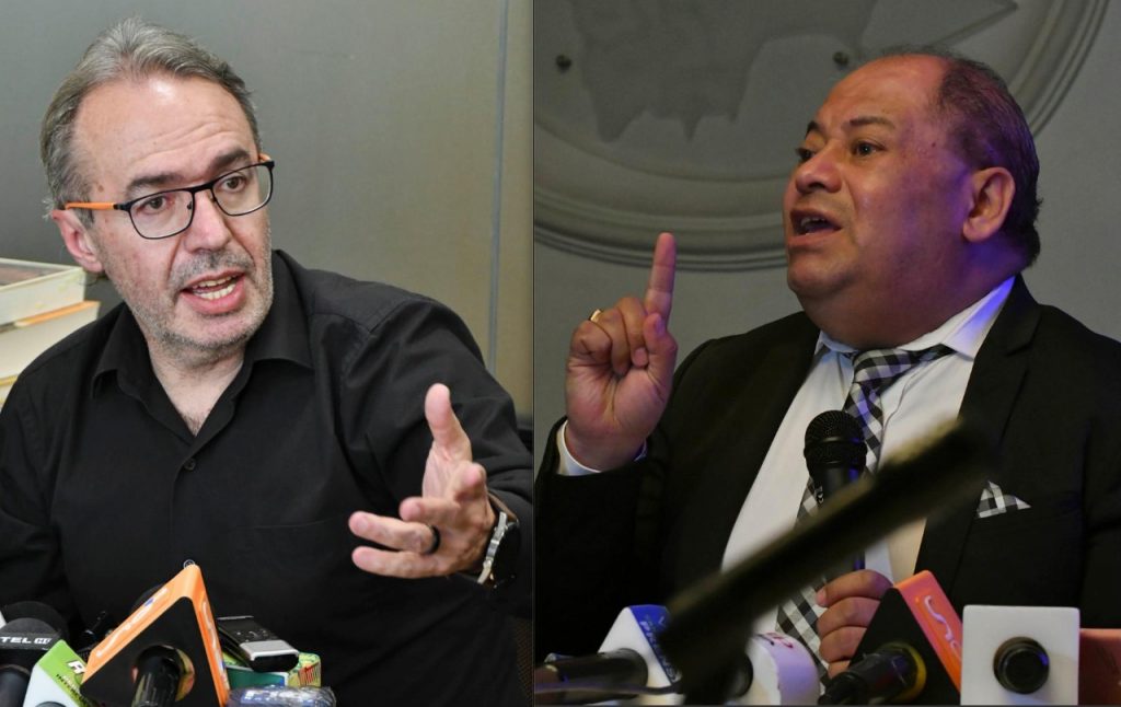 Richter y Romero, en diferentes conferencias de prensa este viernes en La Paz. Foto: APG.