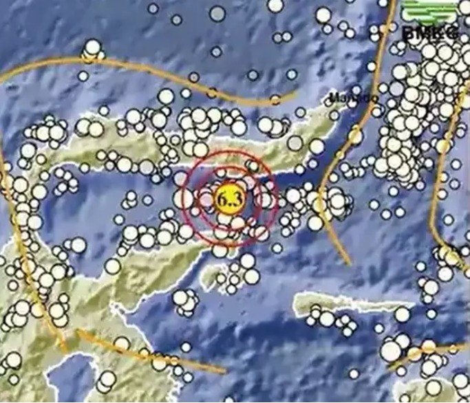 Se registró un terremoto de magnitud 6,3 en Indonesia.
