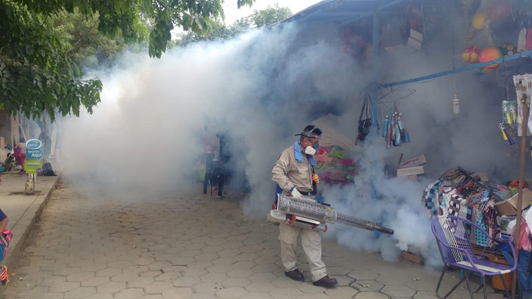 Intervien Caranavi y dan inicio con la fumigación de más de 400 manzanos. Foto: Ministerio de Salud