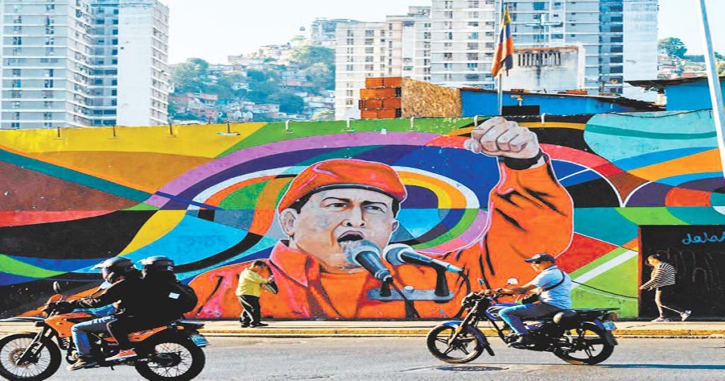 Uno de los murales en Caracas que rememoran al líder de la revolución bolivariana.