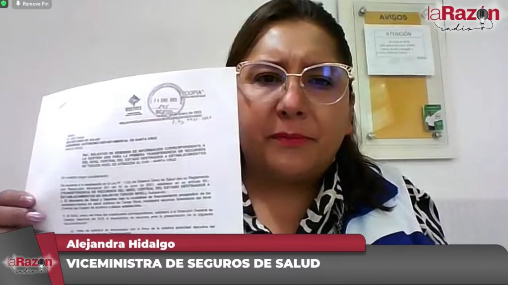 La viceministra de Seguros de Salud, Alejandra Hidalgo, denunció que la Gobernación de Santa Cruz no tiene interés en ejecutar el saldo del presupuesto. Foto: La Razón Radio