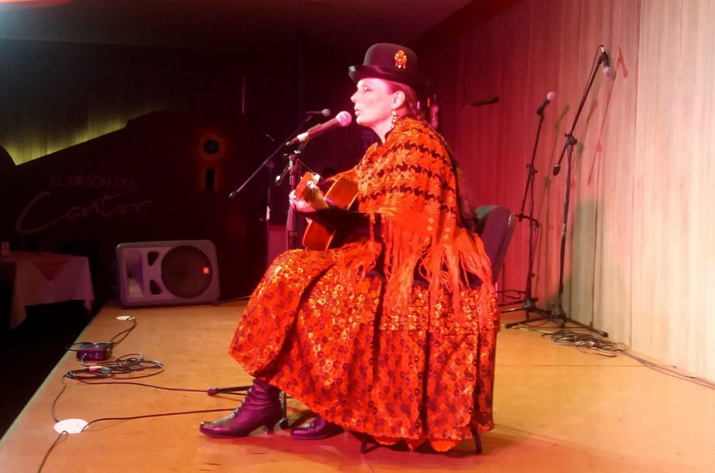 Dagmar Dümchen vestida de chola paceña, en sus presentaciones. Foto: Amparo Tórrez