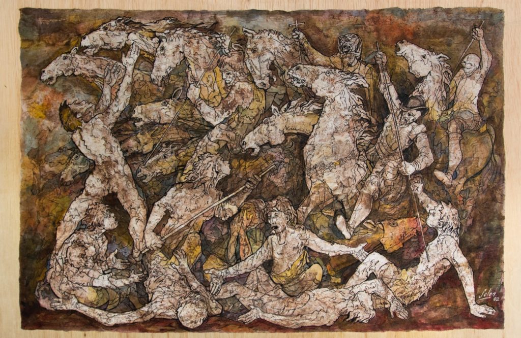 Una obra de la muestra ‘Centenario de un Quijote’, que homenajea a Wálter Solón. Foto: Fundación Solón