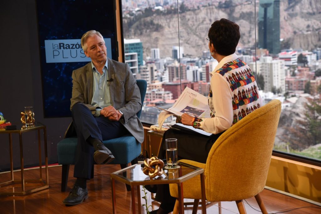 Álvaro García Linera en entrevista exclusiva con La Razón, con Claudia Benavente, en febrero.