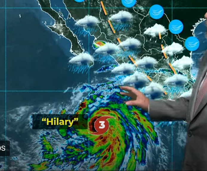 Captura de la video conferencia del servicio meteorológico mexicano sobre el huracan Hilary
