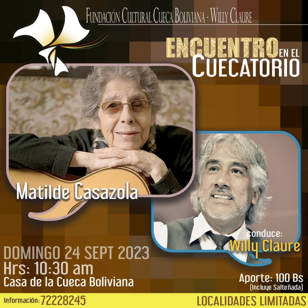 Fundación Cultural Cueca Boliviana presenta a Matilde Casazola este domingo