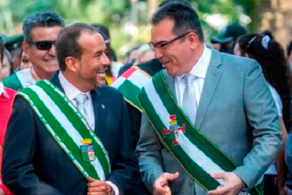 El gobernador de Santa Cruz, Luis Fernando Camacho y el vicegobernador Mario Aguilera.