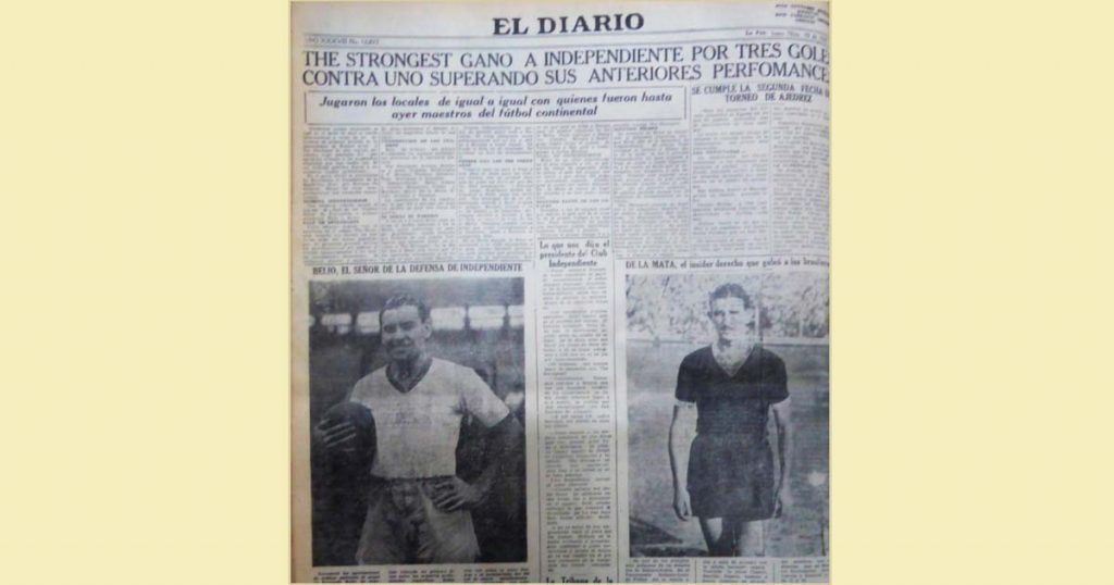 Titular de El Diario el 10 de noviembre de 1941 (arriba). La delantera de Independiente