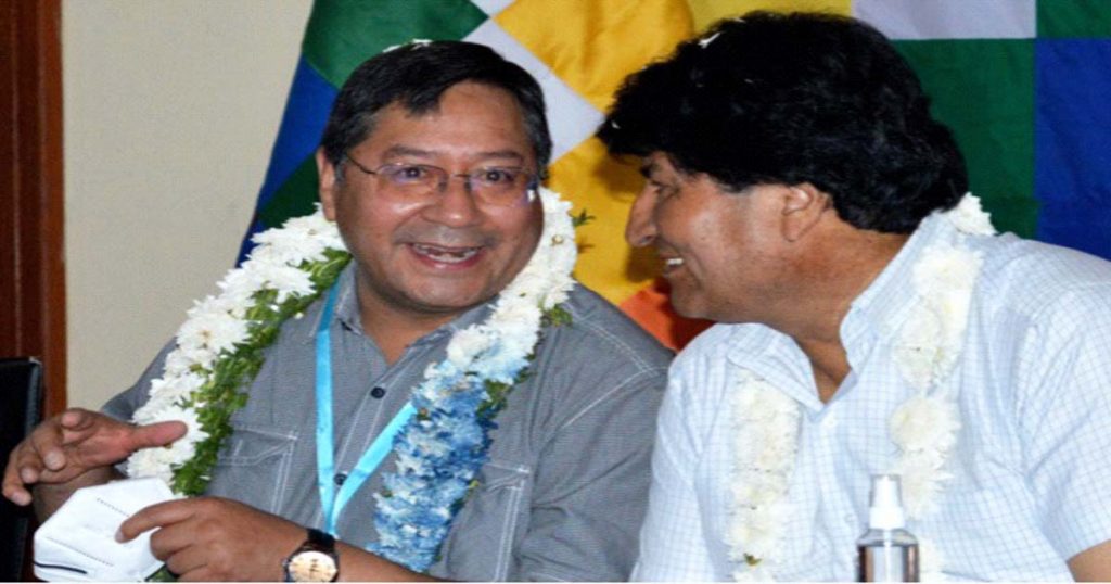 El presidente Luis Arce y el jefe del MAS, Evo Morales.